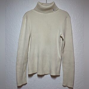Lauren Ralph Lauren Vtg cream ivory turtle neck ribbed long sleeve size small